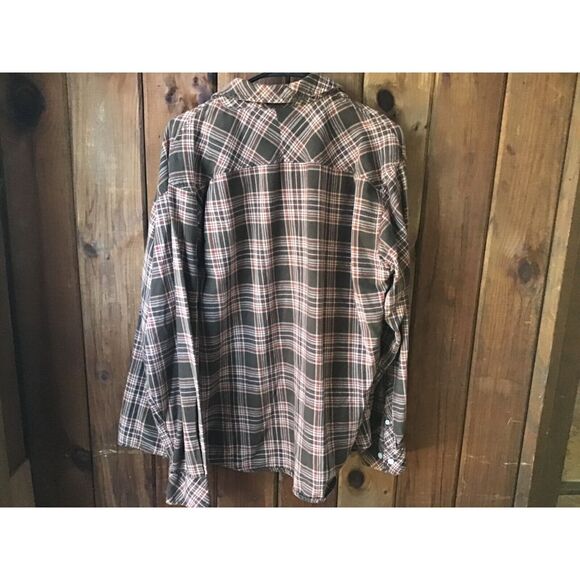 Old Country Inn Brown Plaid Flannel Shirt Size L 100% Cotton Western - Picture 6 of 6